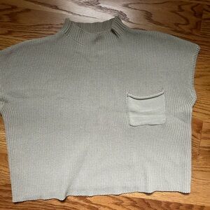 Cropped cotton sweater sleeveless